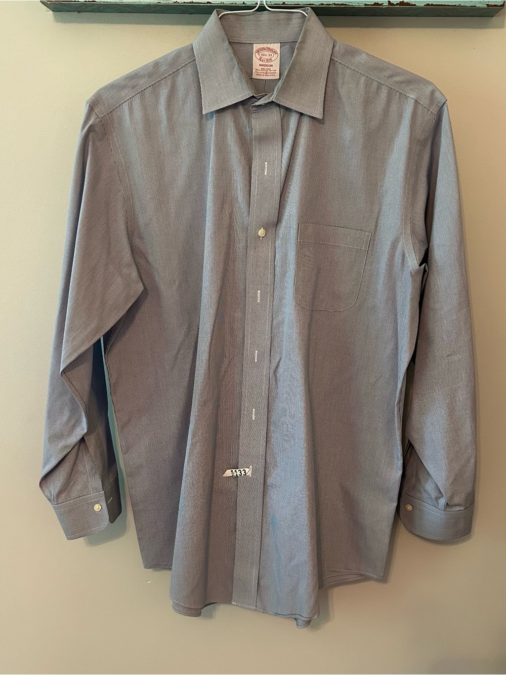 Brooks Brothers Madison 15.5 x 33 Men's Blue Dress Shirt